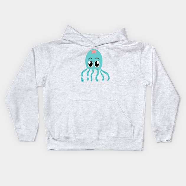 Pulpo azul bebé de ojos grandes Kids Hoodie by magenta-dream